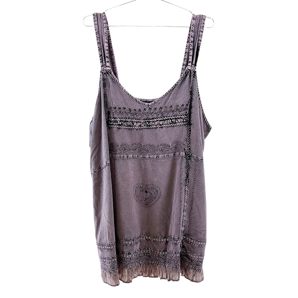 THE PYRAMID COLLECTION Embroidered Tank Dress • 3X • purple • Boho whimsigoth